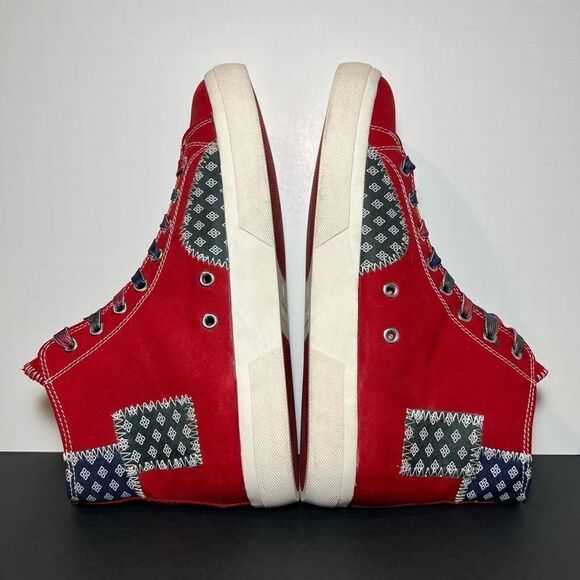 Mens SUN + STONE Mesa Red Patchwork High Top Sneakers / Size 10 Medium - Picture 6 of 9